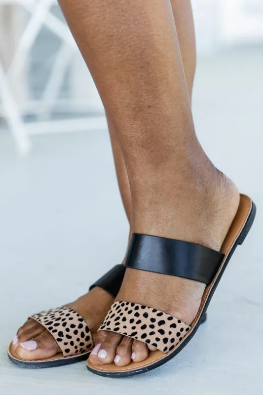 Adella Black and Beige Double Strap Sandals FINAL SALE sold by Pink Lily