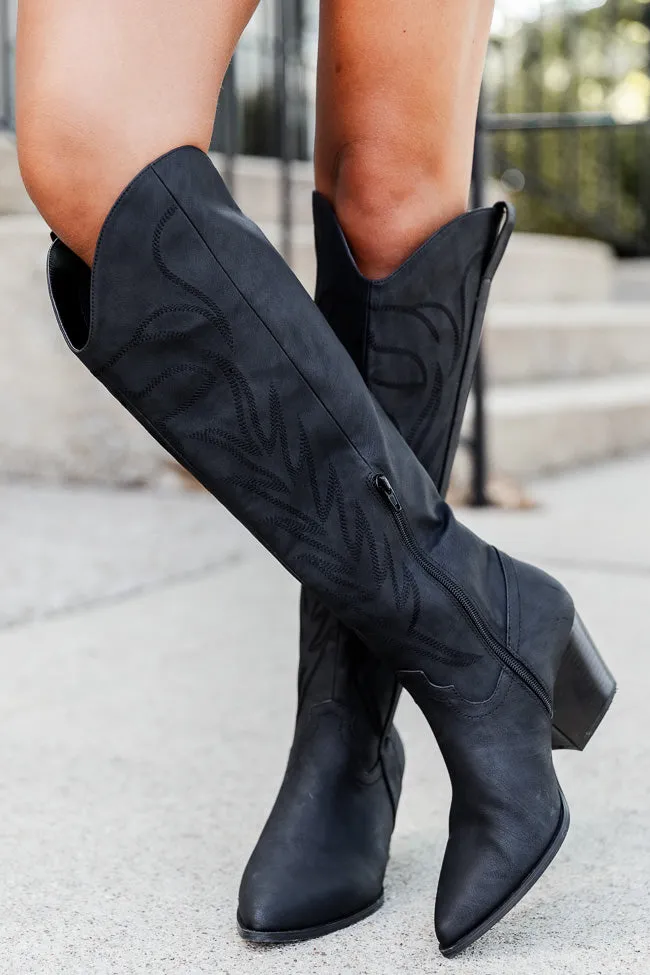 Shania Black Cowboy Boots sold by Pink Lily