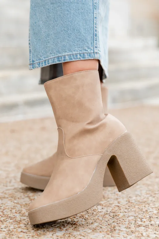 Hilary Tan Square Toe Platform Booties FINAL SALE sold by Pink Lily