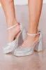 Eve Silver Chunky Sparkle Heel  FINAL SALE sold by Pink Lily