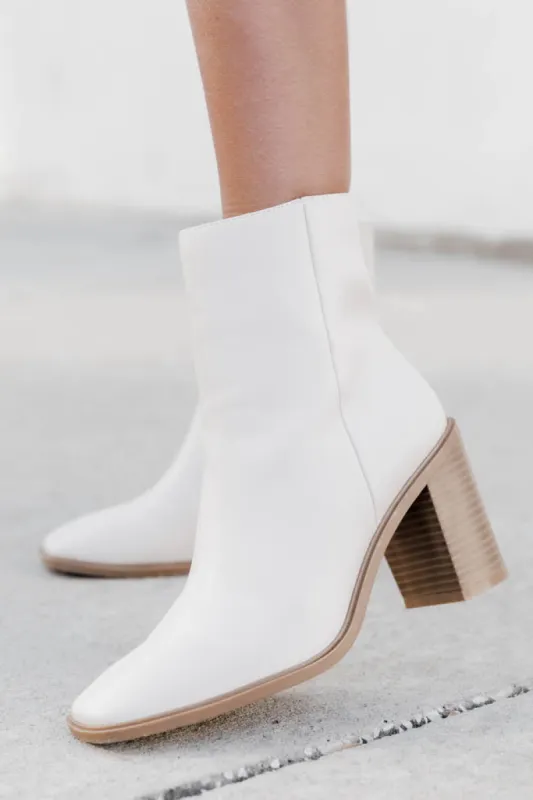 Lyla Cream Classic Square Toe Booties FINAL SALE sold by Pink Lily