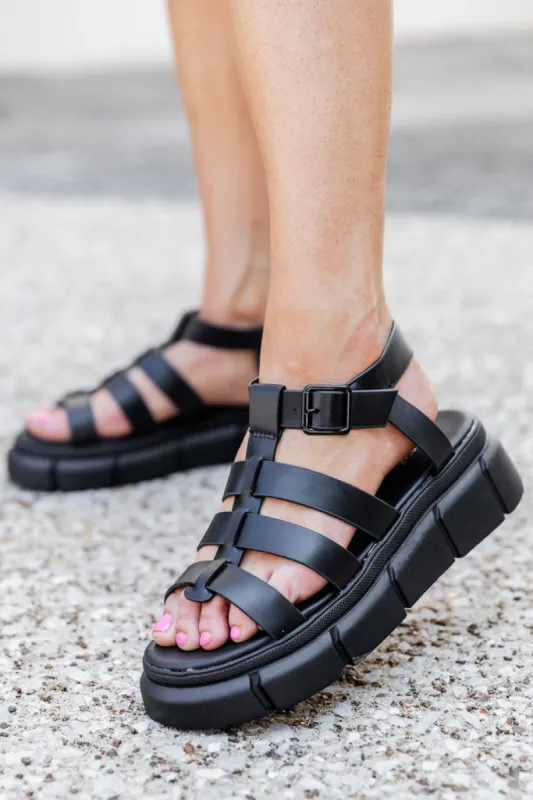 Chloe Black Chunky Gladiator Sandals FINAL SALE sold by Pink Lily