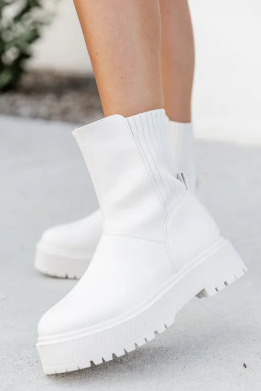 Sheila Off White Chunky Ankle Booties FINAL SALE made by Pink Lily