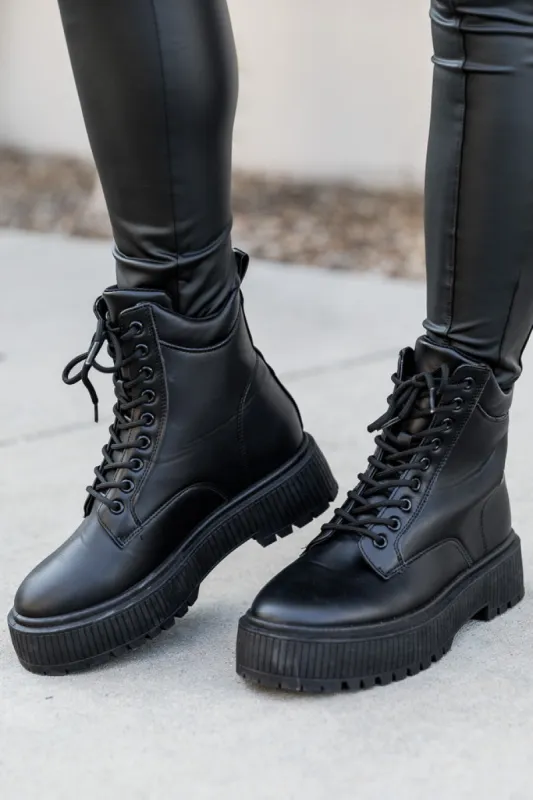 Liza Black Combat Boots FINAL SALE sold by Pink Lily