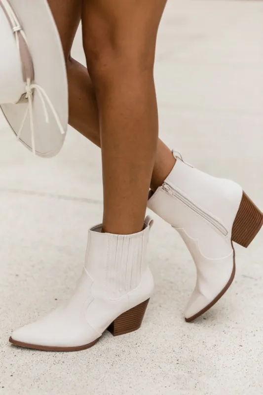 Darby Pointed Toe Beige Western Booties FINAL SALE sold by Pink Lily