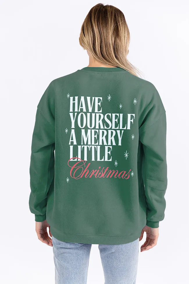 Have Yourself A Merry Little Christmas Pine Needle Green Graphic Sweatshirt sold by Pink Lily product image thumbnail 2