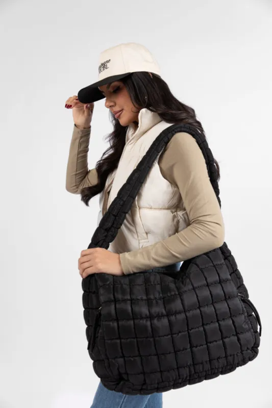 Black Quilted Carry All Bag DOORBUSTER sold by Pink Lily