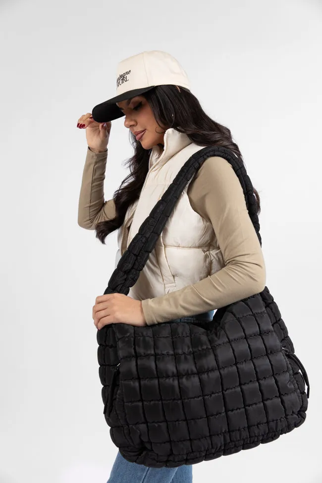 Black Quilted Carry All Bag DOORBUSTER sold by Pink Lily