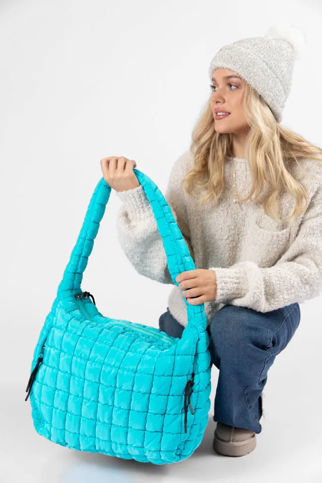 Turquoise Blue Quilted Carry All Bag sold by Pink Lily product image thumbnail 4