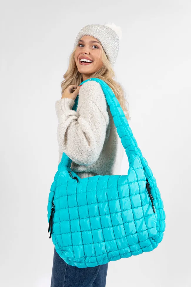 Turquoise Blue Quilted Carry All Bag sold by Pink Lily
