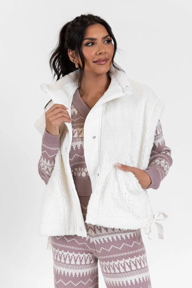 Feel It All White Oversized Sherpa Vest FINAL SALE sold by Pink Lily product image thumbnail 3