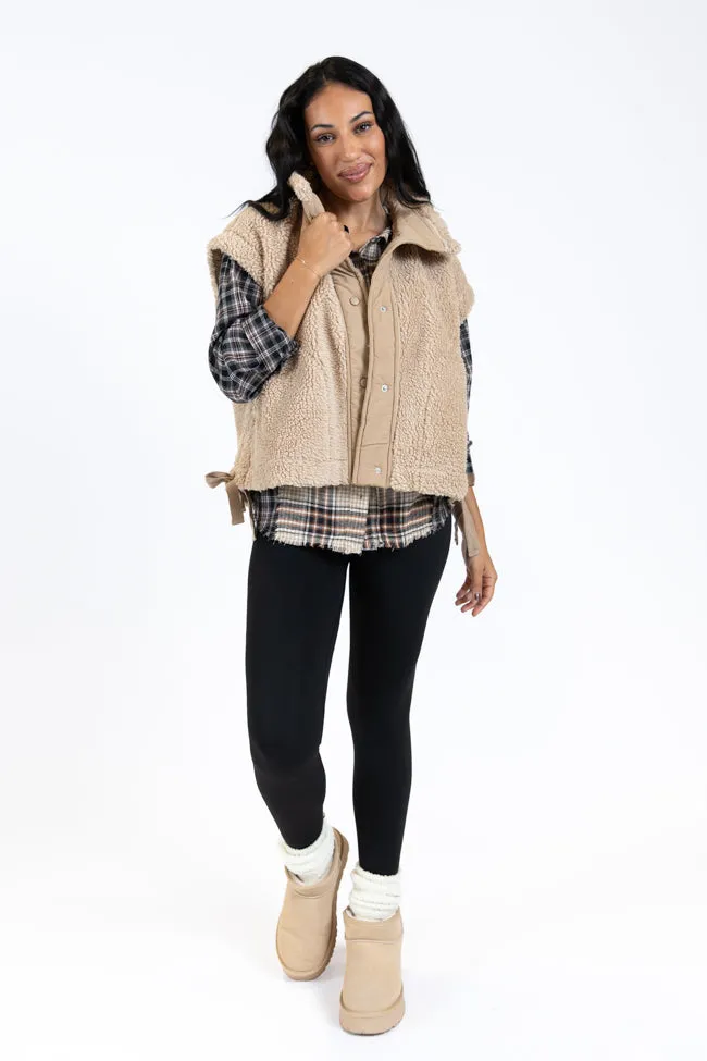 Feel It All Beige Oversized Sherpa Vest sold by Pink Lily product image thumbnail 4
