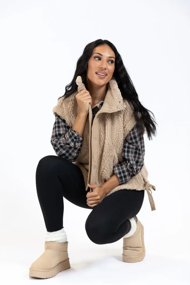 Feel It All Beige Oversized Sherpa Vest sold by Pink Lily product image thumbnail 3