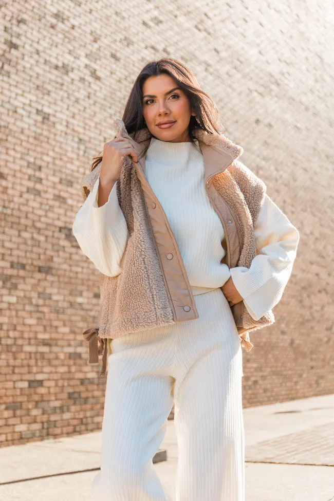 Feel It All Beige Oversized Sherpa Vest sold by Pink Lily product image thumbnail 2