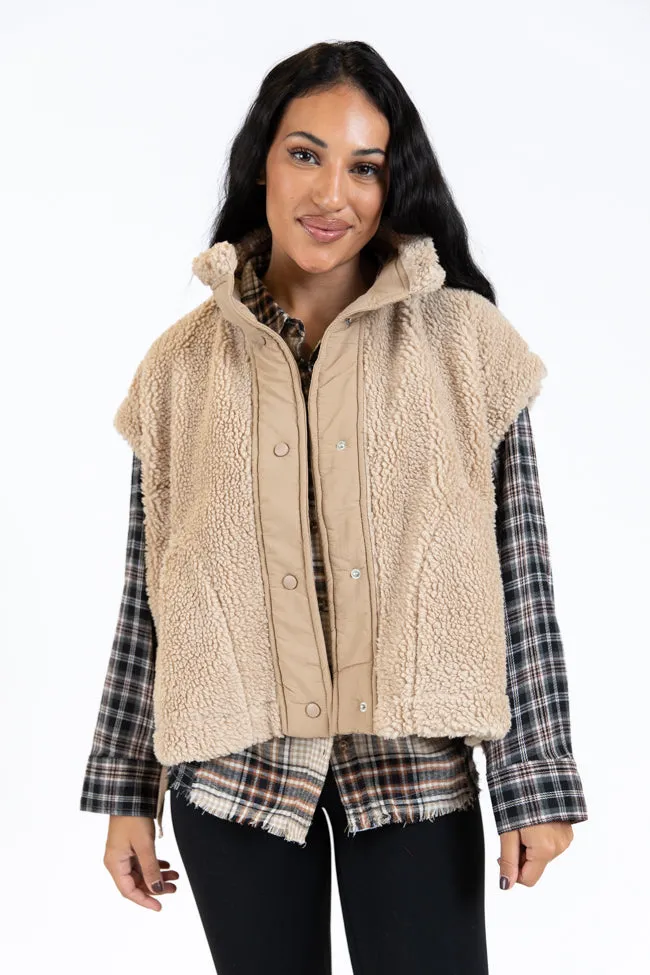 Feel It All Beige Oversized Sherpa Vest sold by Pink Lily product image thumbnail 5