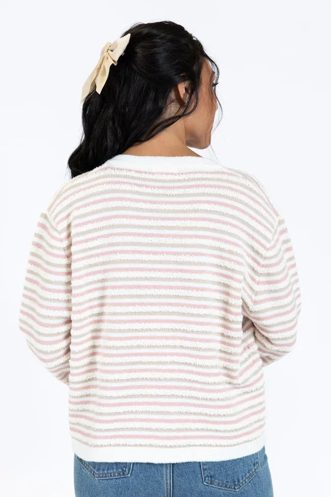 Abundant Mindset Ivory Multi Fuzzy Striped Cardigan FINAL SALE sold by Pink Lily product image thumbnail 4