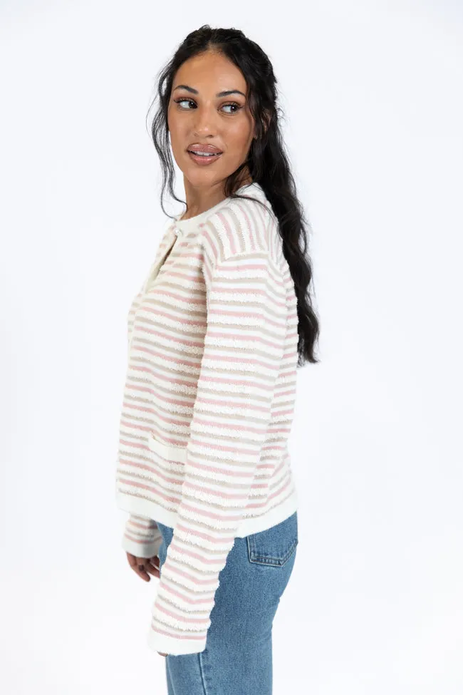 Abundant Mindset Ivory Multi Fuzzy Striped Cardigan FINAL SALE sold by Pink Lily product image thumbnail 3