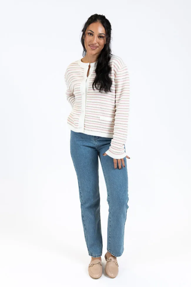 Abundant Mindset Ivory Multi Fuzzy Striped Cardigan FINAL SALE sold by Pink Lily product image thumbnail 2