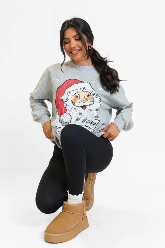 Vintage Santa Light Grey Oversized Graphic Sweatshirt sold by Pink Lily product image thumbnail 4