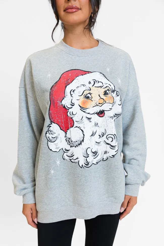 Vintage Santa Light Grey Oversized Graphic Sweatshirt sold by Pink Lily product image thumbnail 3