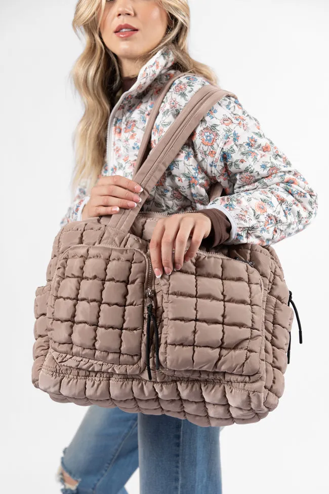 Tan Quilted Weekender sold by Pink Lily product image thumbnail 4