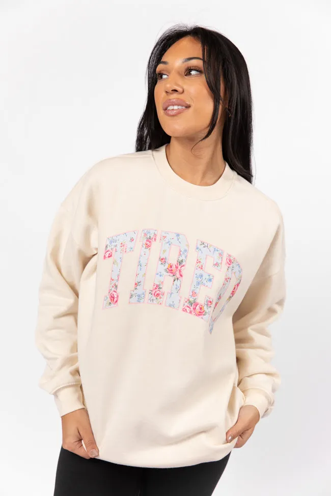 Tired Cream Oversized Graphic Sweatshirt sold by Pink Lily product image thumbnail 4