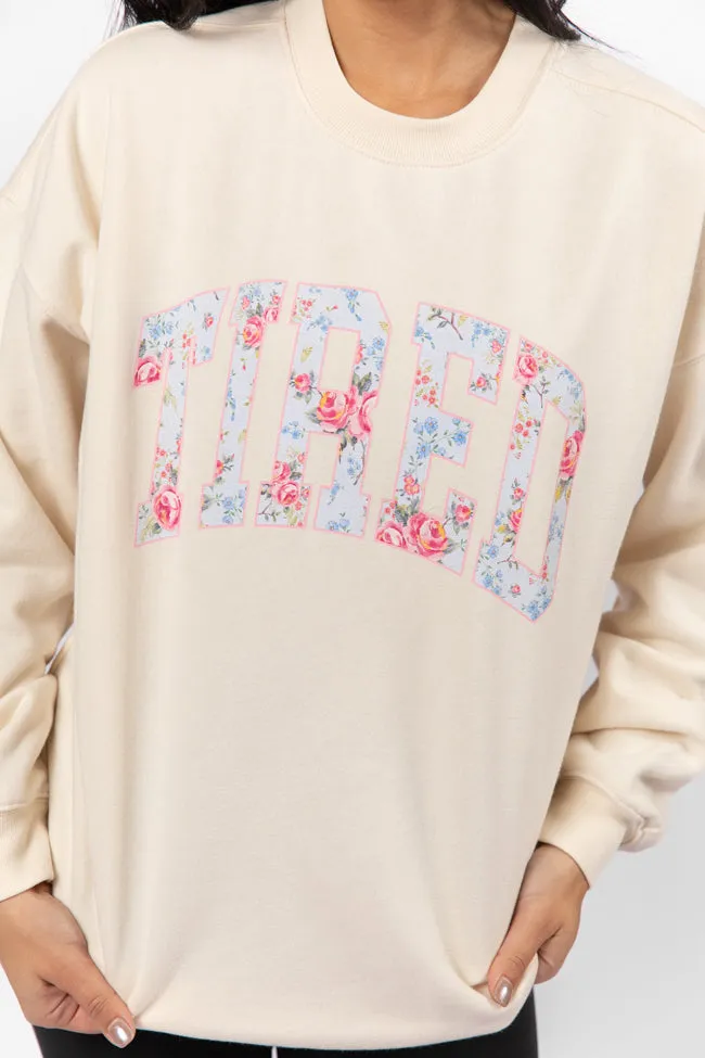 Tired Cream Oversized Graphic Sweatshirt sold by Pink Lily product image thumbnail 2