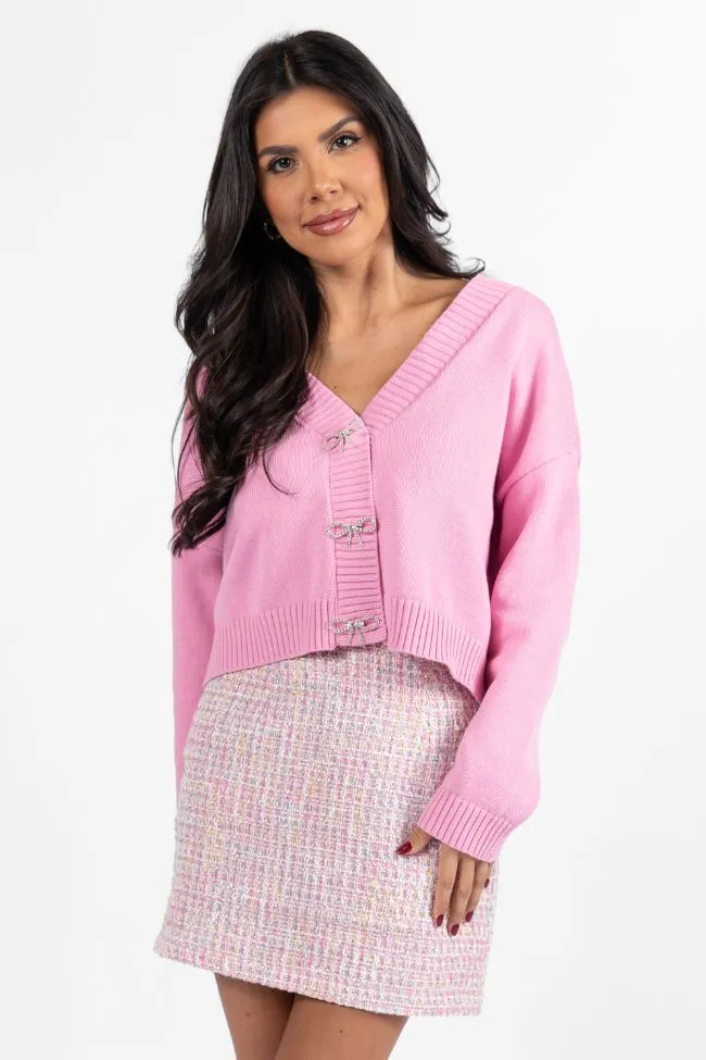 Means To Me Pink Bow Embellished Button Cardigan FINAL SALE sold by Pink Lily product image thumbnail 2