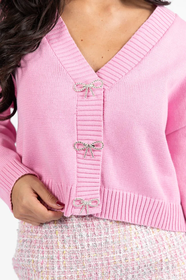 Means To Me Pink Bow Embellished Button Cardigan FINAL SALE sold by Pink Lily product image thumbnail 3