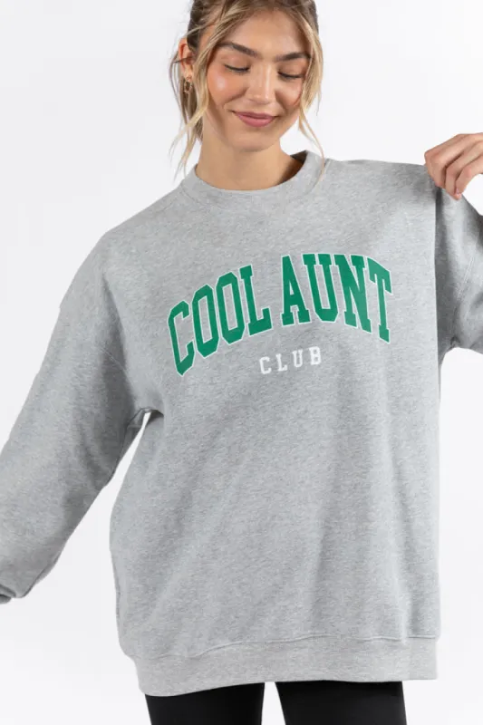 Cool Aunt Club Light Grey Oversized Graphic Sweatshirt sold by Pink Lily