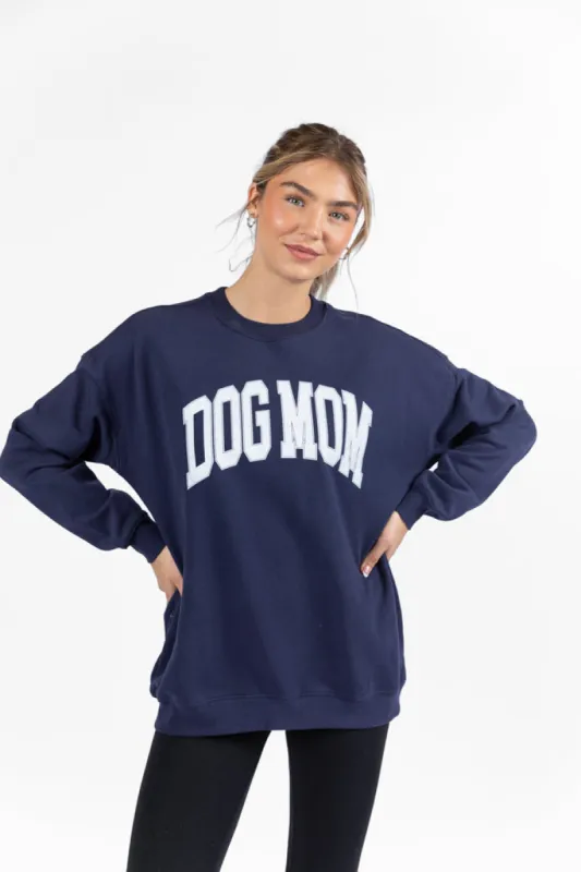 Dog Mom Navy Oversized Graphic Sweatshirt FINAL SALE sold by Pink Lily