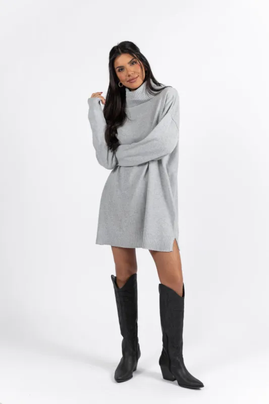 Changing Locations Grey Turtleneck Sweater Dress SALE sold by Pink Lily