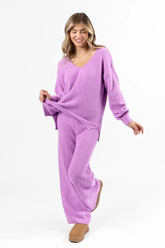 Cozy For Keeps Lavender V-Neck Sweater FINAL SALE sold by Pink Lily