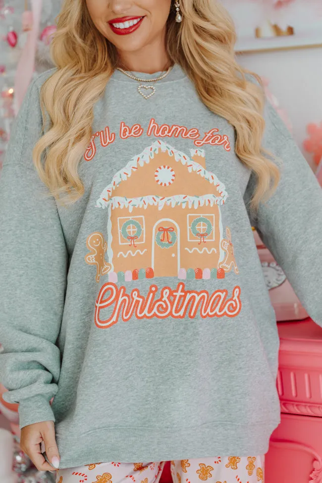 I'll Be Home For Christmas Light Grey Oversized Graphic Sweatshirt Macy Blackwell X Pink Lily sold by Pink Lily product image thumbnail 2