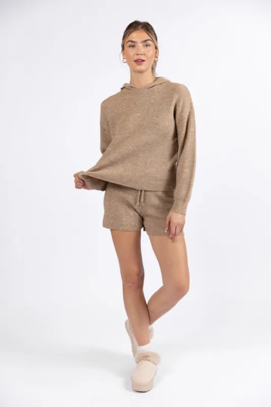 Cloud Chaser Mocha Sweater Knit Hoodie FINAL SALE sold by Pink Lily