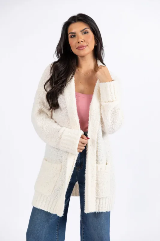 All Time Fav Cream Fuzzy Cardigan SALE sold by Pink Lily