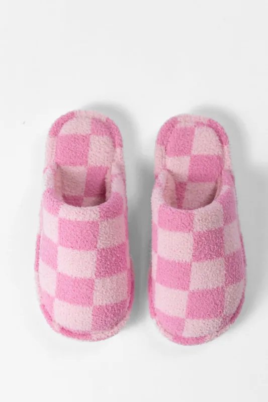 Pink Checkered Slippers sold by Pink Lily