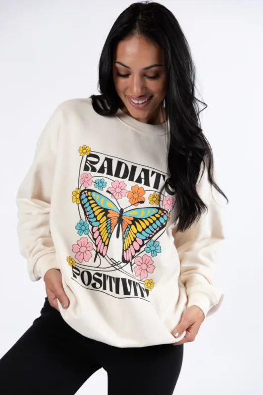 Radiate Positivity Cream Graphic Sweatshirt sold by Pink Lily