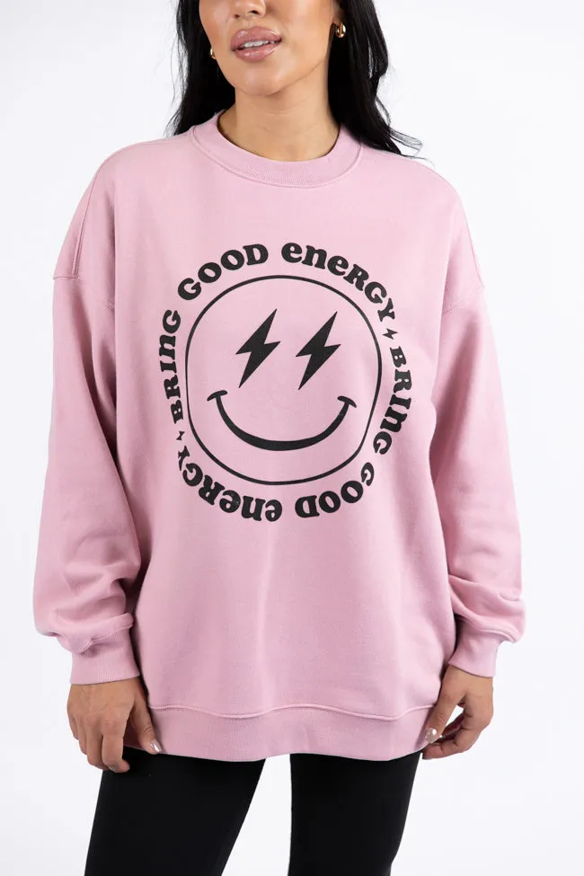 Bring Good Energy Mauve Graphic Sweatshirt SALE sold by Pink Lily product image thumbnail 3