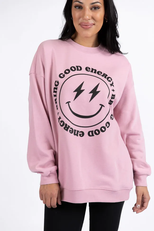 Bring Good Energy Mauve Graphic Sweatshirt SALE sold by Pink Lily product image thumbnail 2