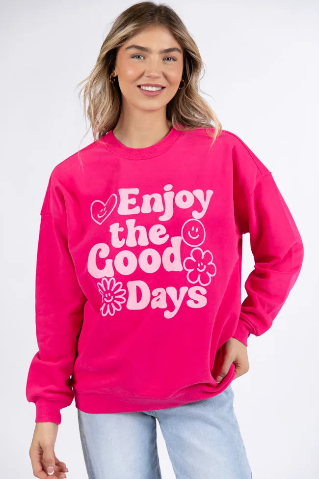 Enjoy Good Days Hot Pink Oversized Graphic Sweatshirt sold by Pink Lily product image thumbnail 2