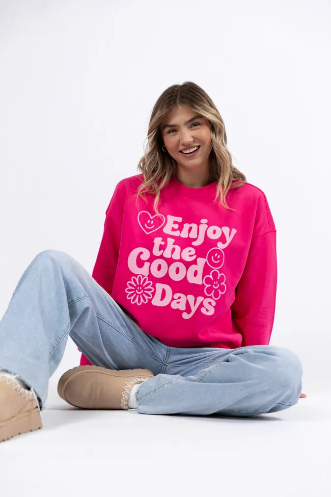 Enjoy Good Days Hot Pink Oversized Graphic Sweatshirt sold by Pink Lily product image thumbnail 3