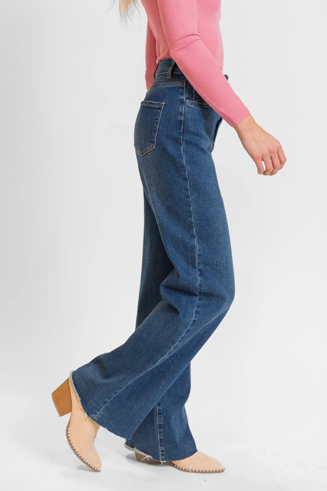 Kelsea Dark Wash Wide Leg Tall Jeans FINAL SALE sold by Pink Lily product image thumbnail 3