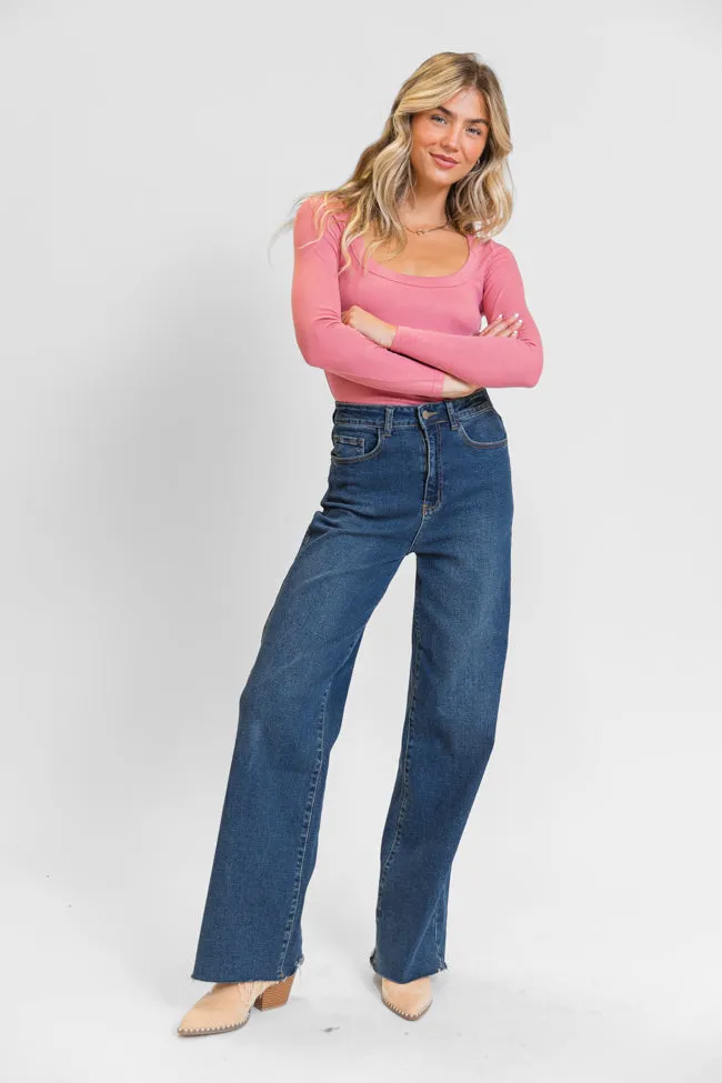 Kelsea Dark Wash Wide Leg Tall Jeans FINAL SALE sold by Pink Lily