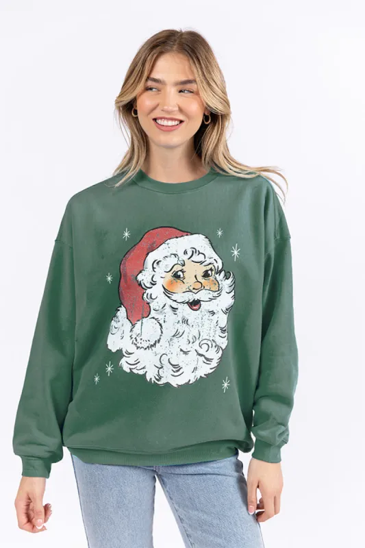 Vintage Santa Pine Needle Green Graphic Sweatshirt sold by Pink Lily