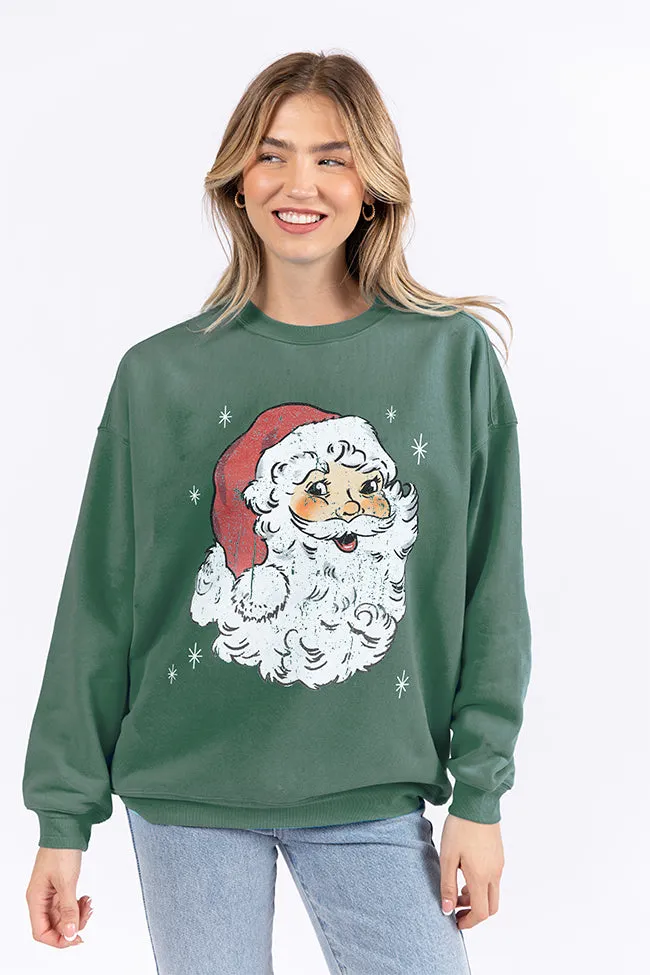Vintage Santa Pine Needle Green Graphic Sweatshirt sold by Pink Lily