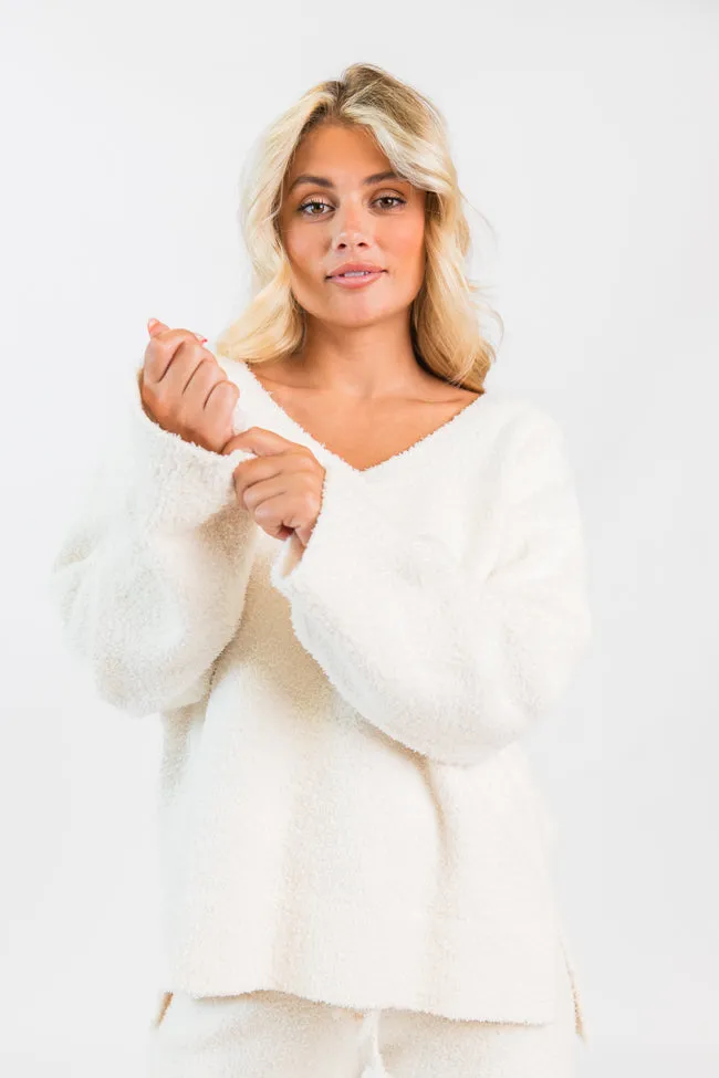 Dawn Ivory Fuzzy V-neck Sweater FINAL SALE sold by Pink Lily product image thumbnail 2
