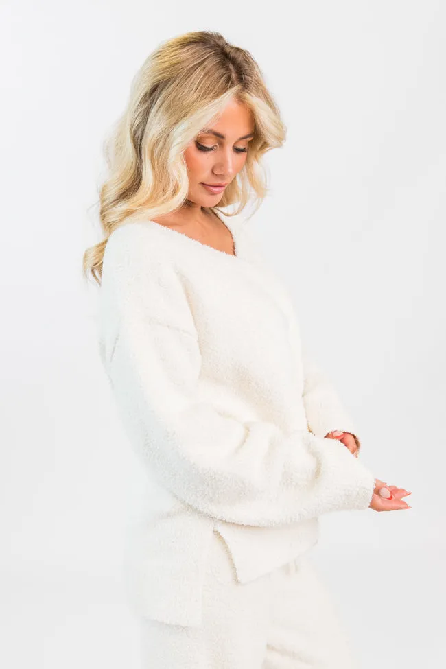 Dawn Ivory Fuzzy V-neck Sweater FINAL SALE sold by Pink Lily product image thumbnail 3