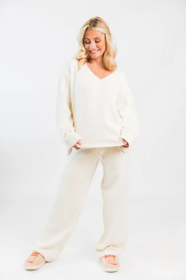 Dawn Ivory Fuzzy V-neck Sweater FINAL SALE sold by Pink Lily