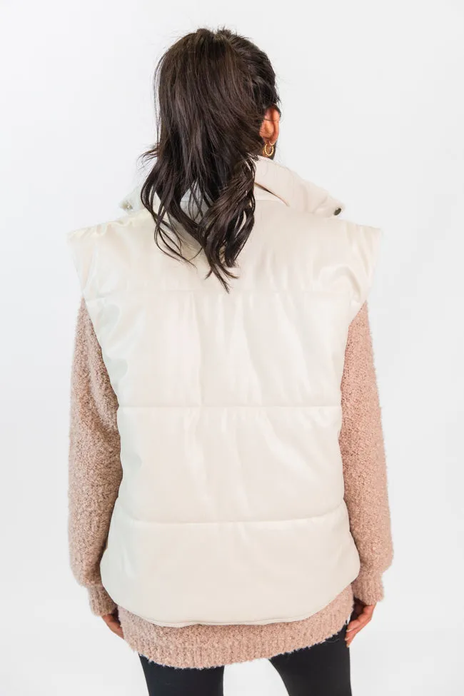 Wilder Days Cream Faux Leather Puffer Vest FINAL SALE sold by Pink Lily product image thumbnail 5
